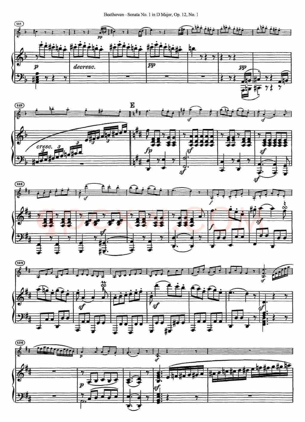 Violin Sonata No.1 in D Major Op.12 No.1（小提琴+钢琴伴奏）