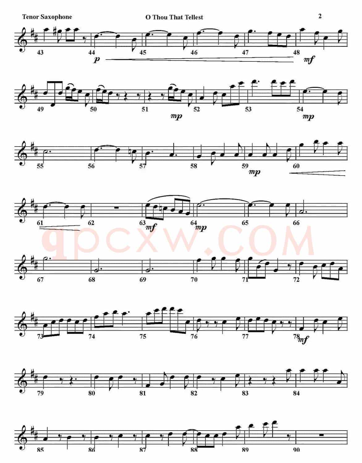 O THOU THAT TELLEST GOOD TIDINGS TO ZION（四重奏·次中音萨克斯分谱）