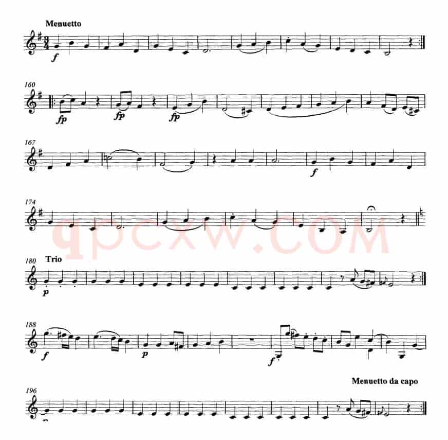 Mozart《String Quartet No.1 in G Major,K.80》（Violin Ⅱ分谱）