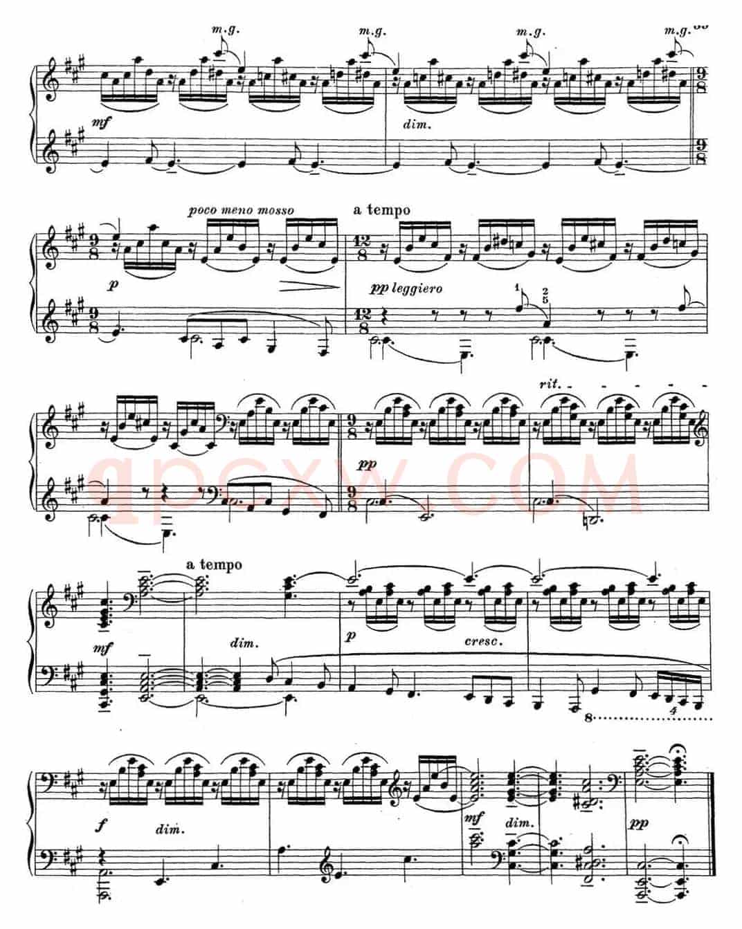 拉赫玛尼诺夫 钢琴前奏曲20 A大调 Op.32 No.9