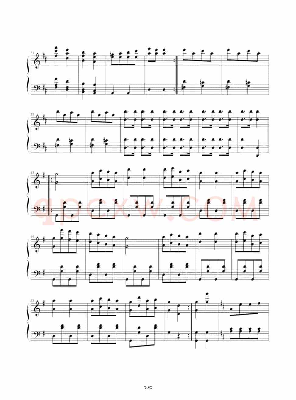 天堂与地狱序曲（原版改编钢琴谱）