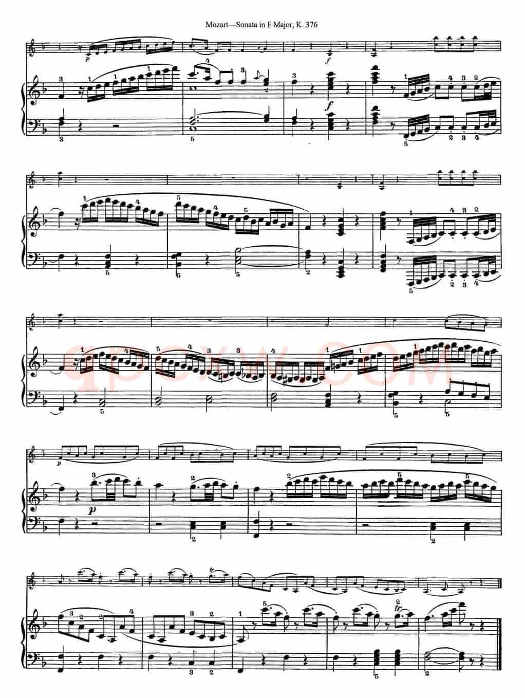Violin Sonata in F Major K.376（小提琴+钢琴伴奏）