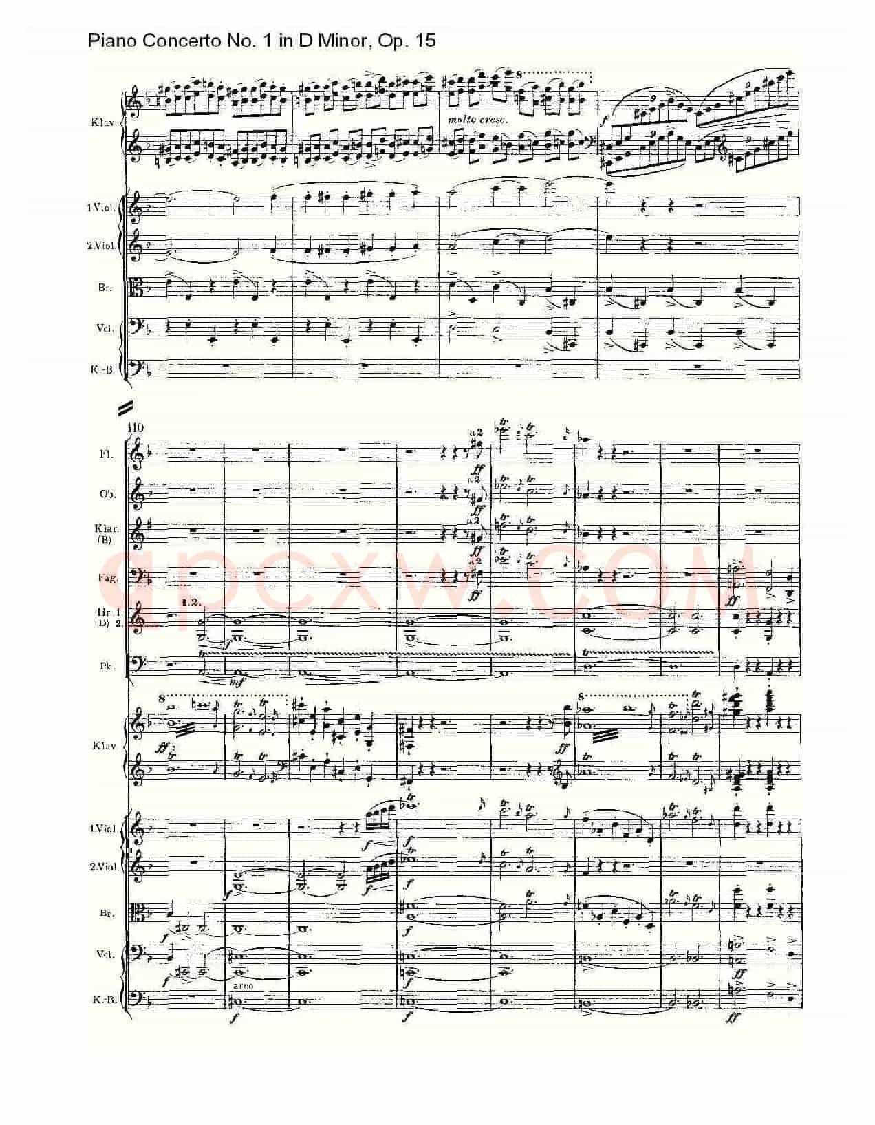 D小调钢琴第一协奏曲, Op.15第一乐章(一)