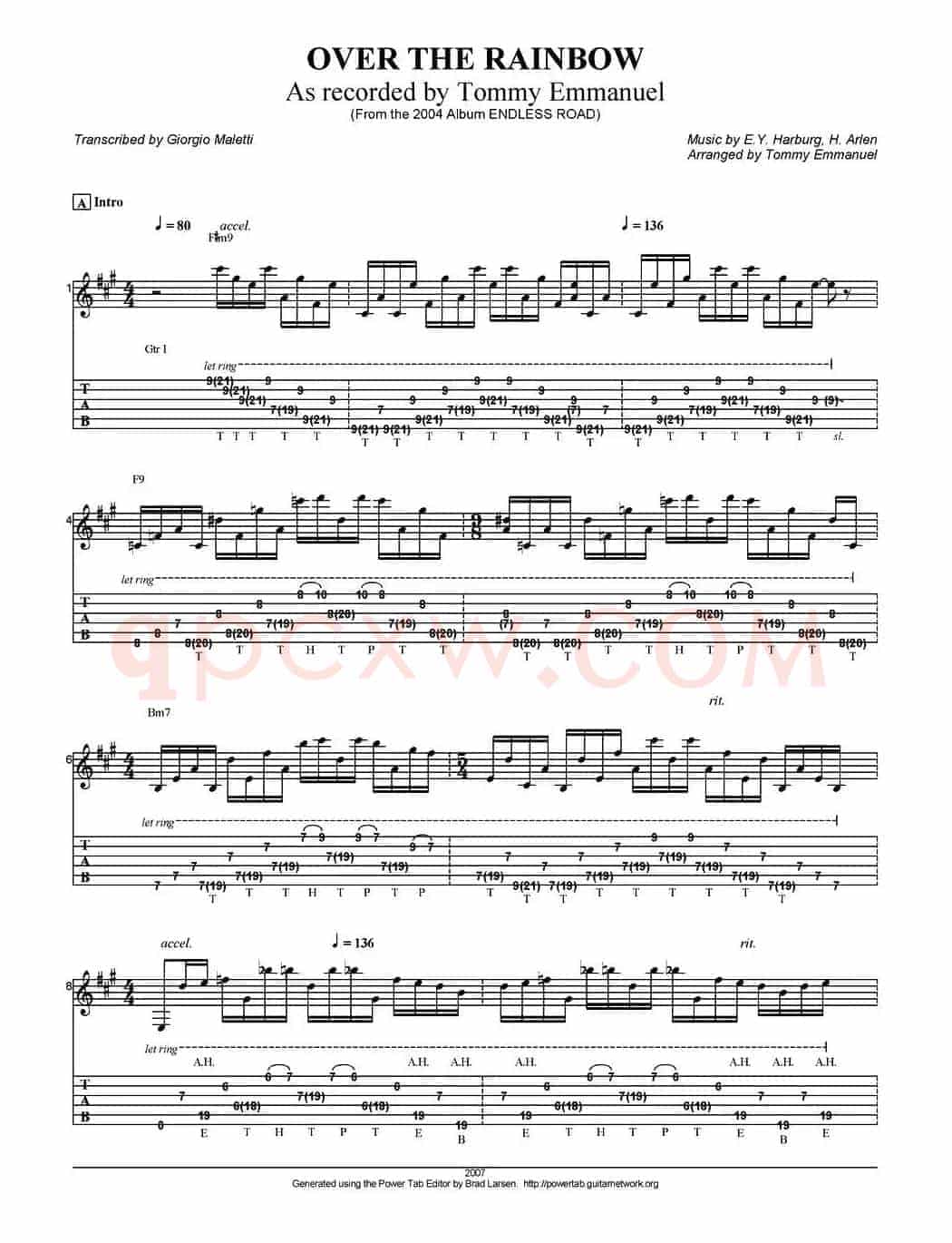 tommy emmanuel：over the rainbow（指弹吉他）
