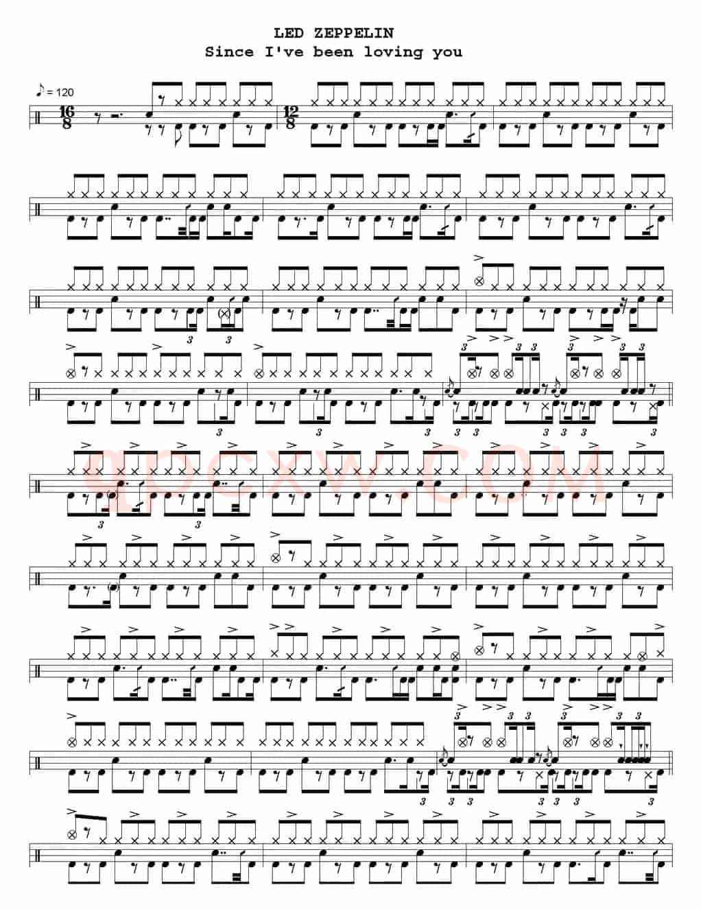爵士鼓谱：Led Zeppelin - Since I've been loving you