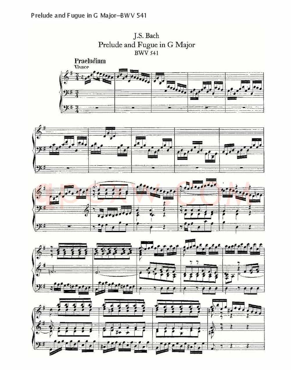 Prelude and Fugue in G Major--BWV 541 (管风琴谱)