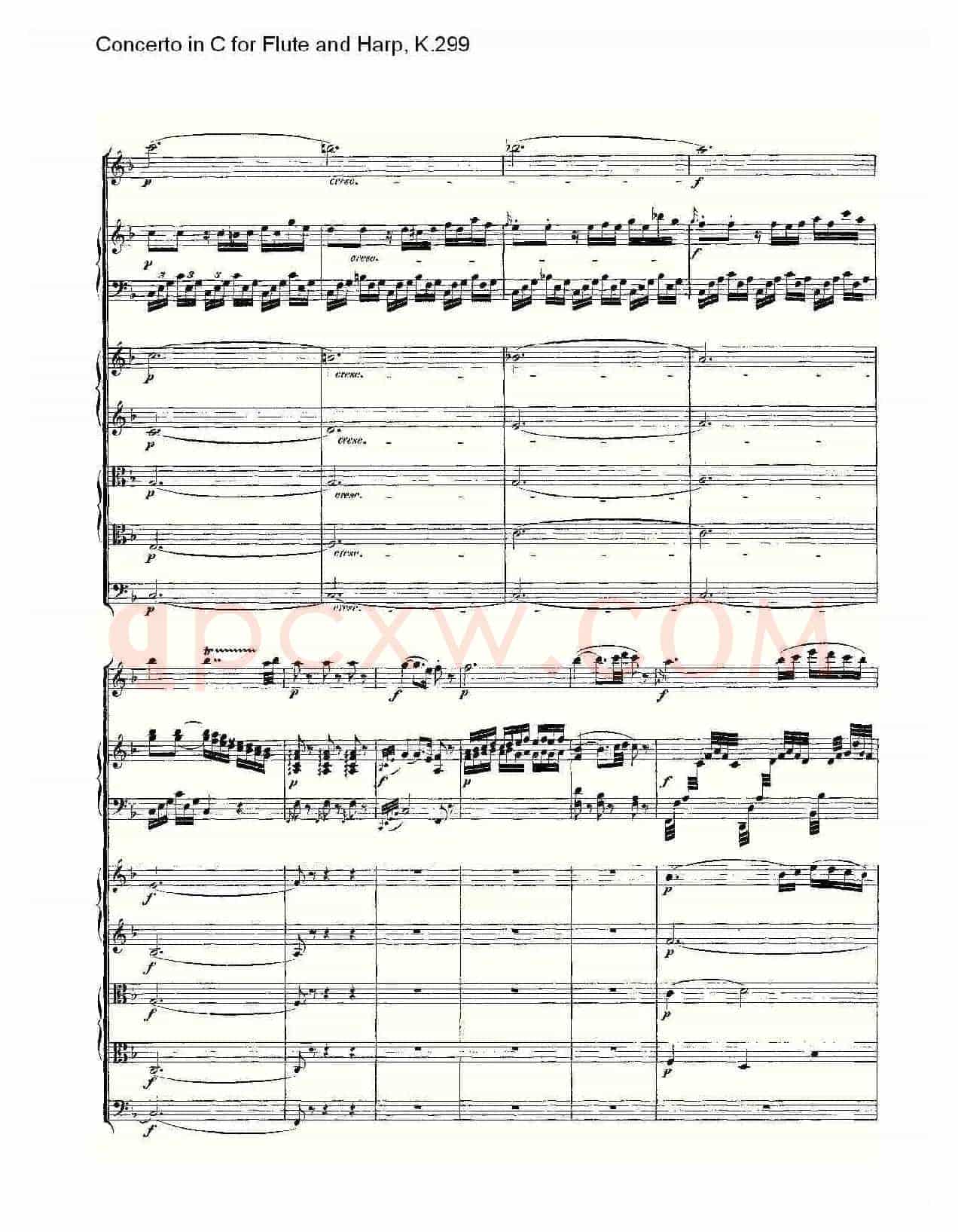 C调长笛与竖琴协奏曲, K.299（一）