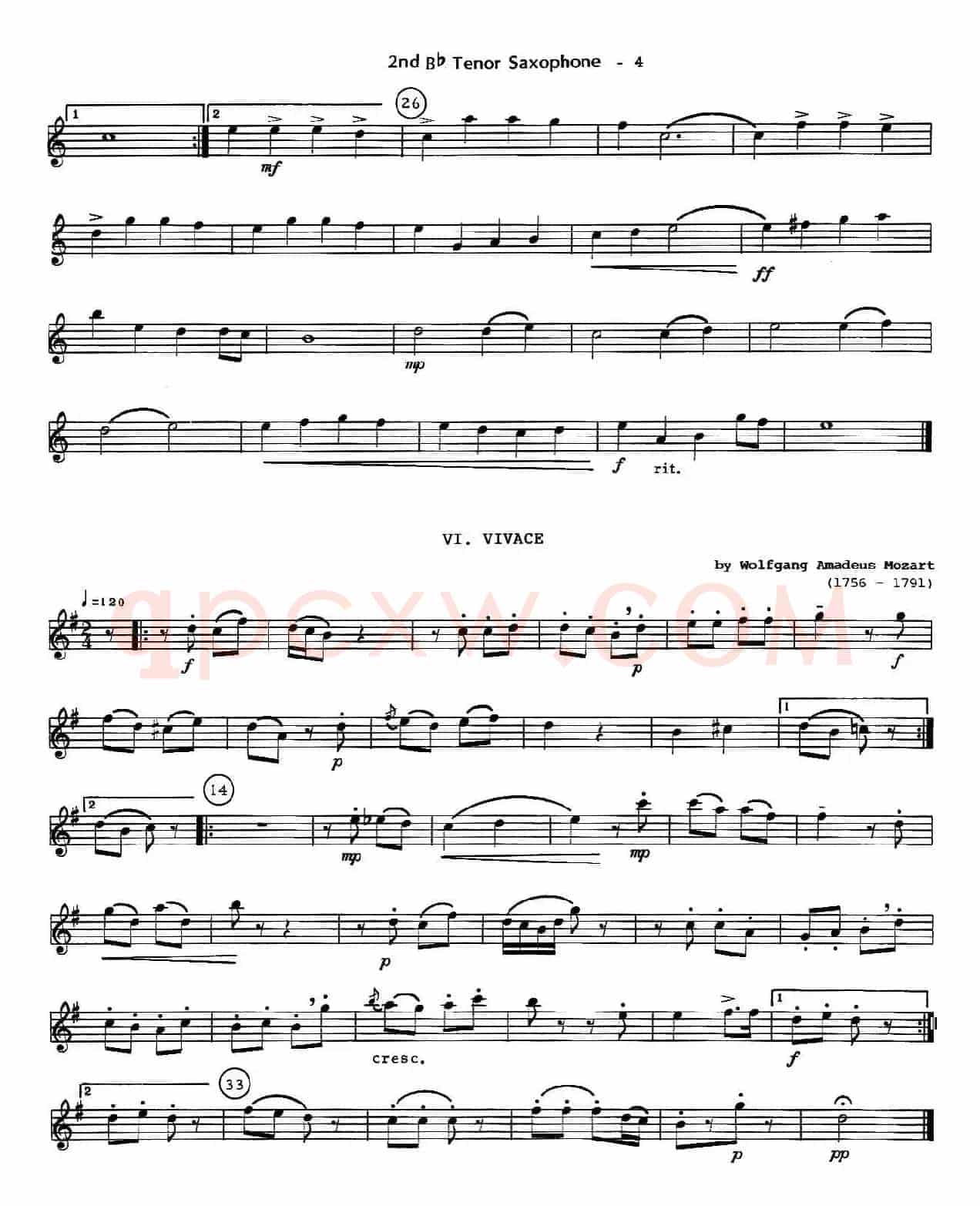 six for three（次中音三重奏第二萨克斯分谱）