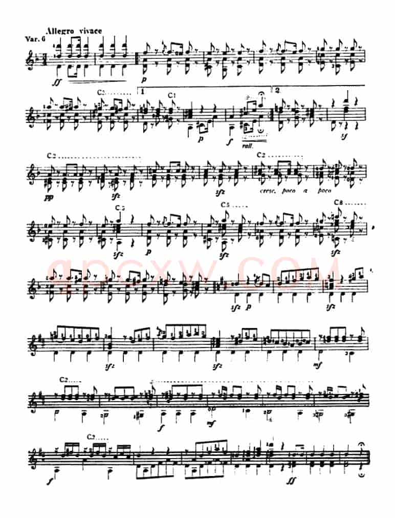 西班牙主题变奏曲（古典吉他）