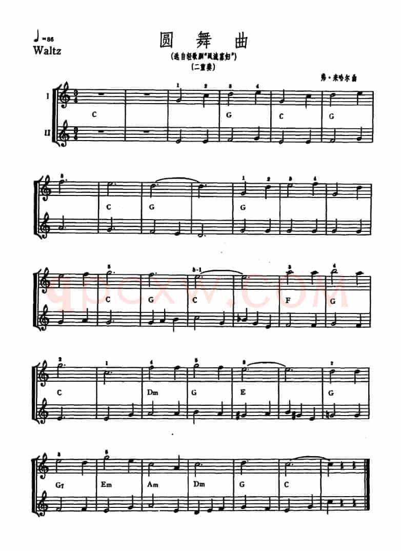 圆舞曲（选自轻歌剧《风流寡妇》、二重奏）