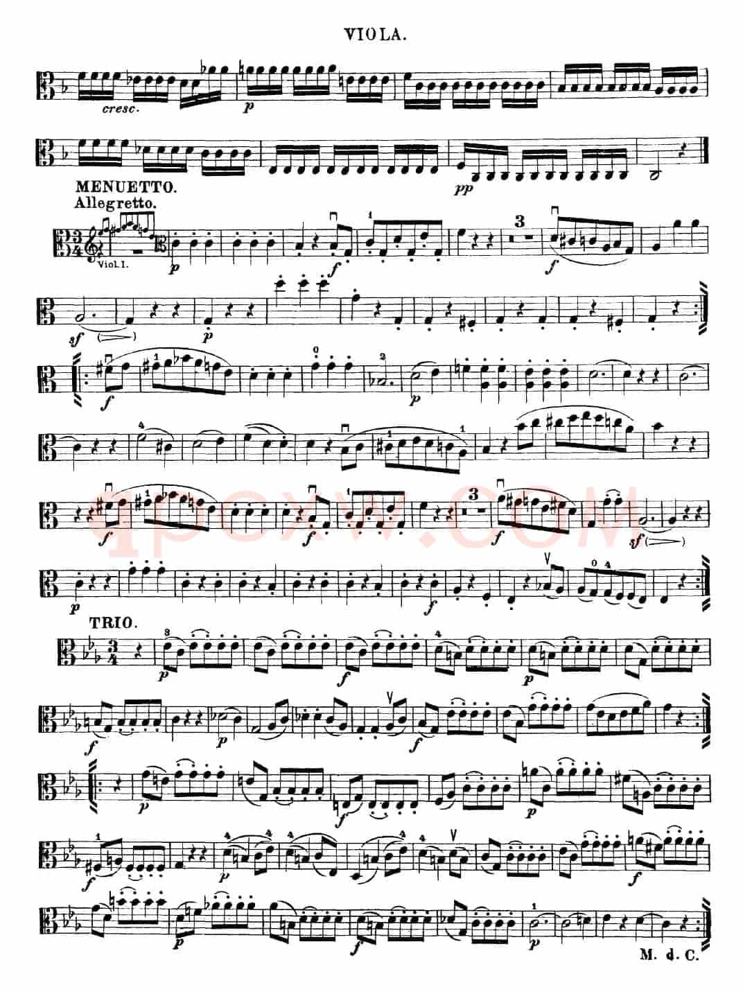 Mozart《Quartet No.19 in C Major,K.465》（Viola分谱）