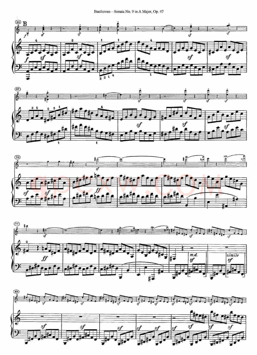 Violin Sonata No.9 in A Major Op.47（小提琴+钢琴伴奏）