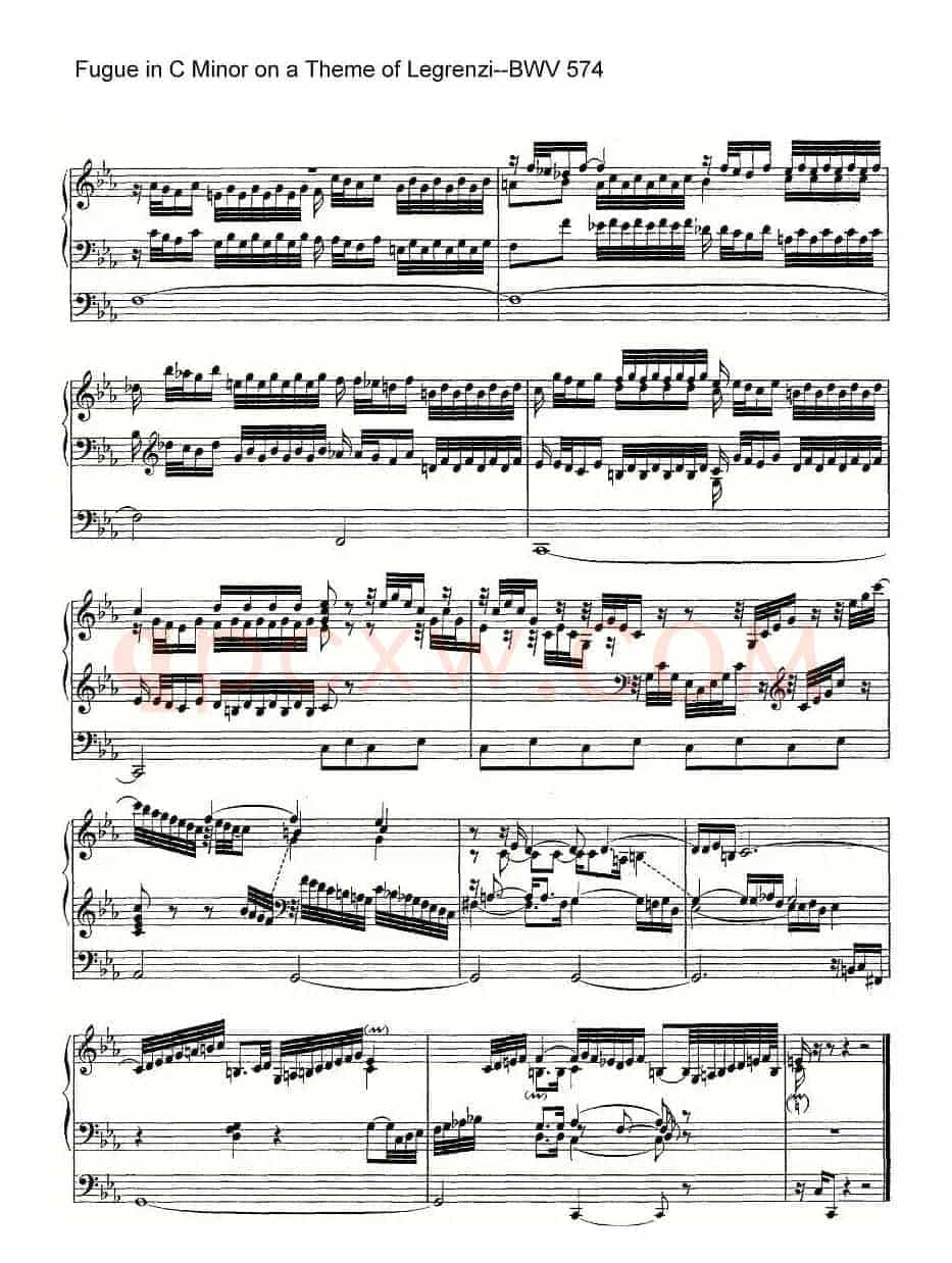 Fugue in C Minor on a Theme of Legrenzi--BWV 574（管风琴谱）