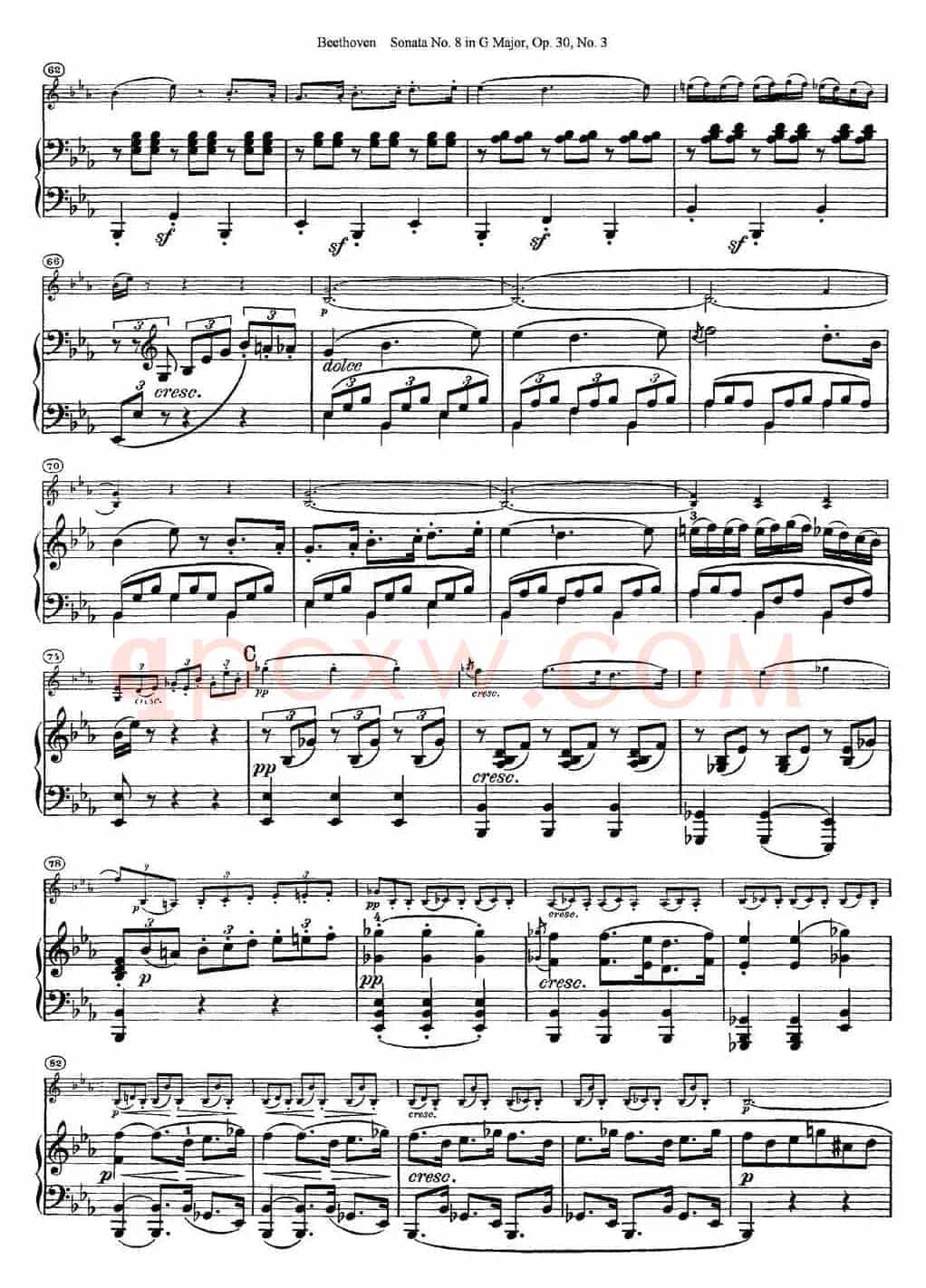 Violin Sonata No.8 in G Major Op.30 No.3（小提琴+钢琴伴奏）