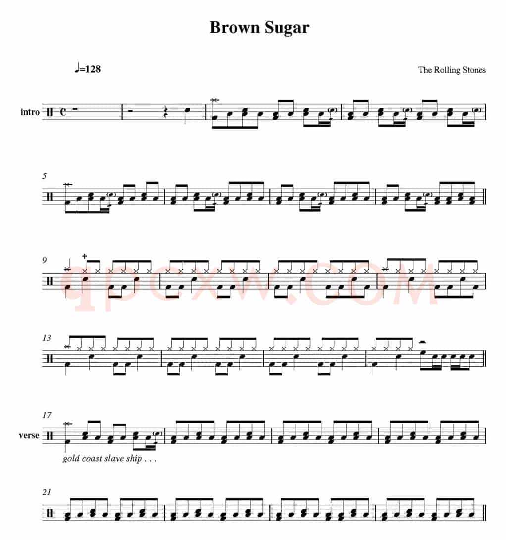 爵士鼓谱：Rolling Stones - Brown sugar