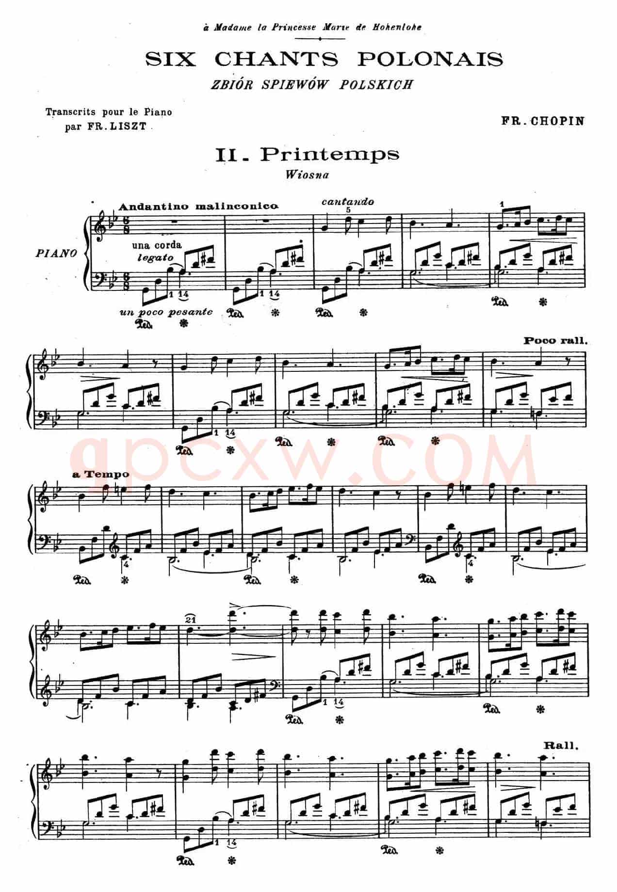 6 Chants Polonais S.480(6首波兰歌曲·Ⅱ)