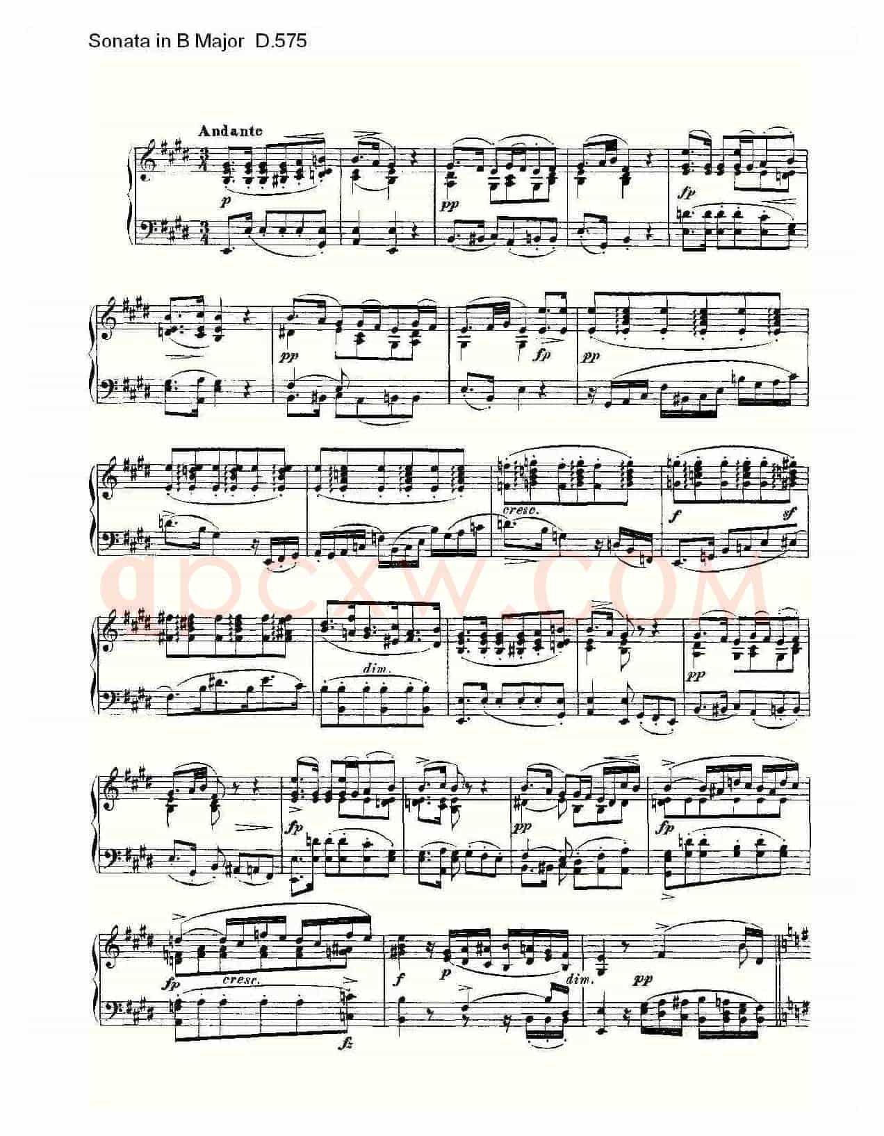 Sonata in B Major D.575（B大调奏鸣曲 D.575）