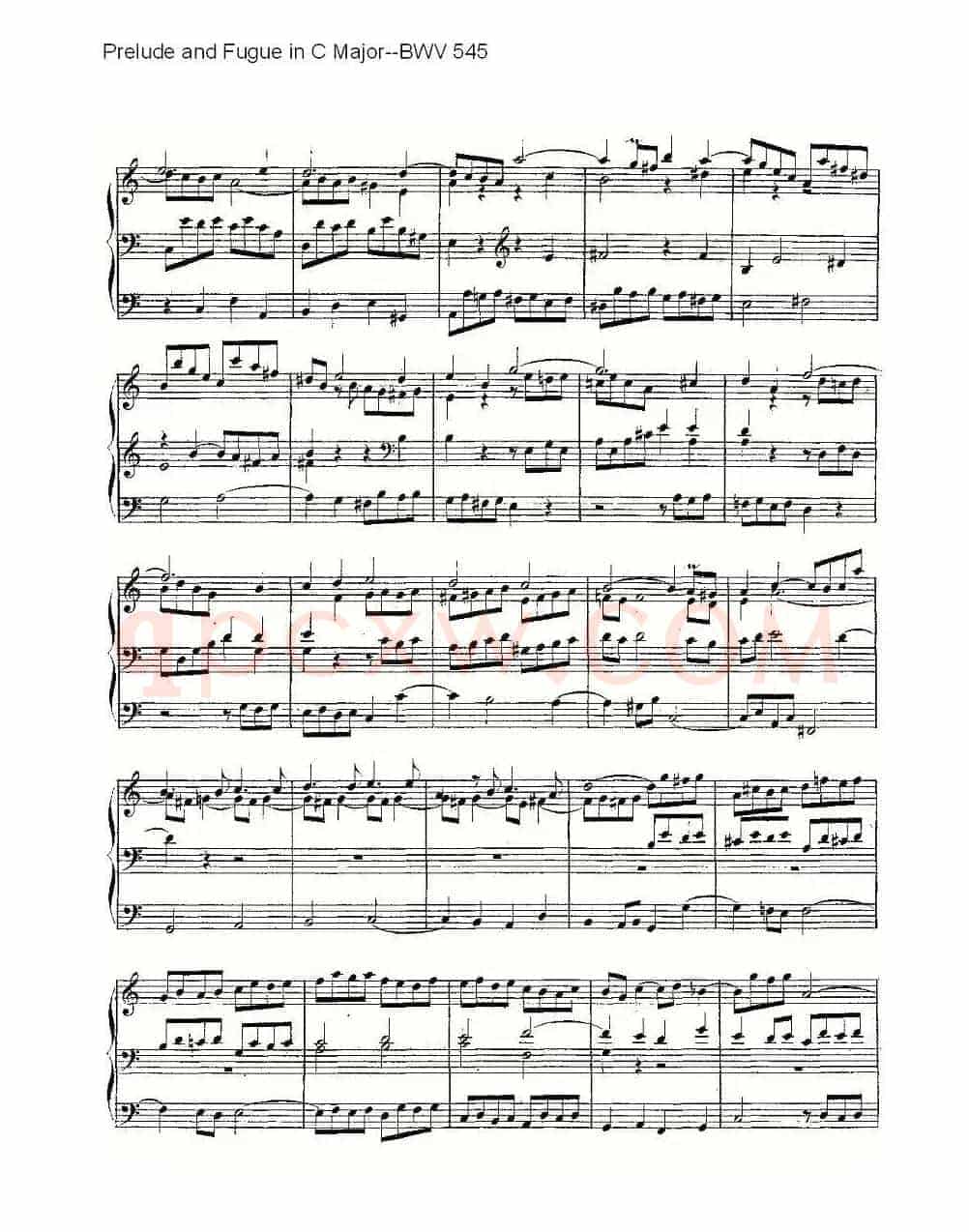 Prelude and Fugue in C Major--BWV 545 (管风琴谱)