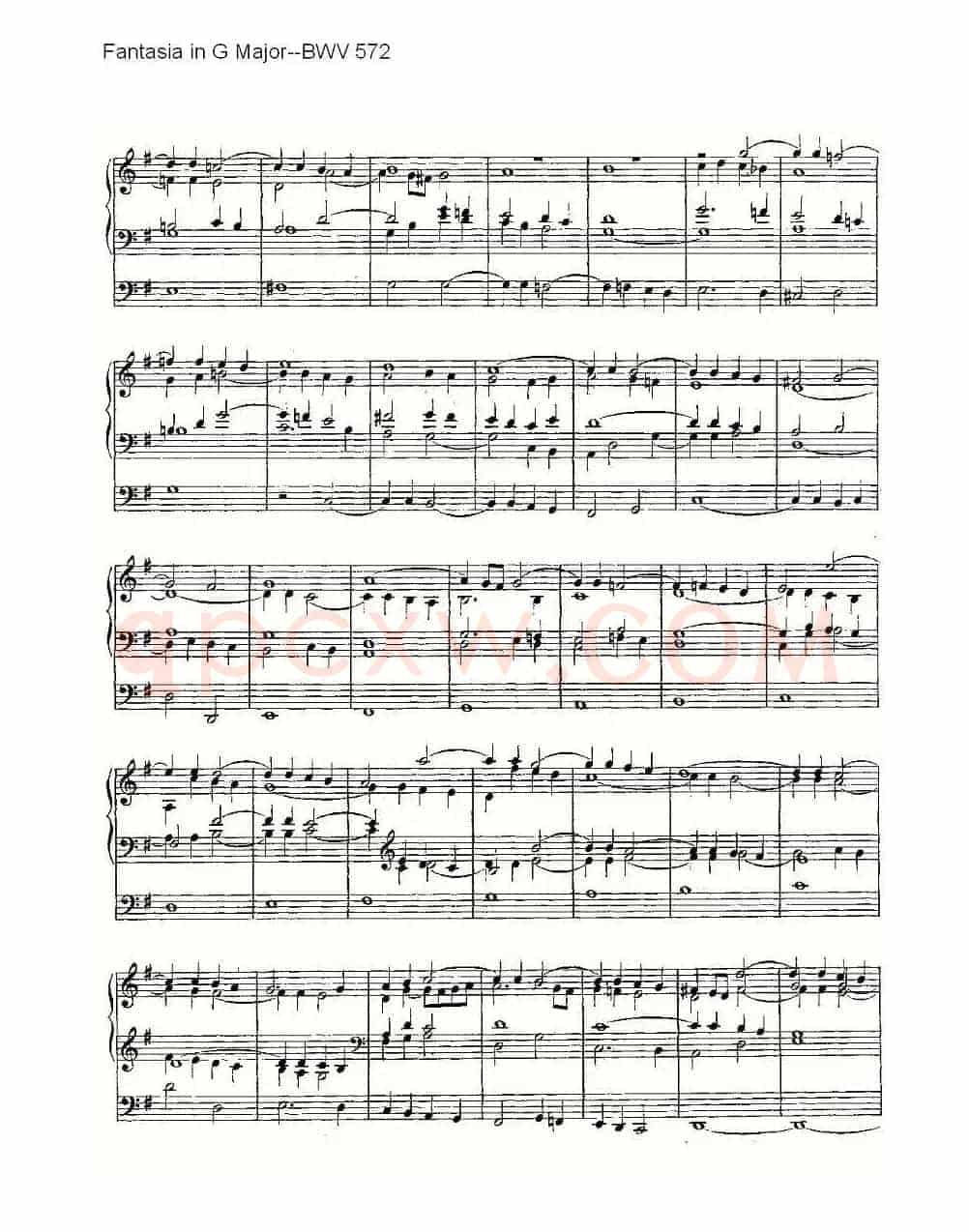 Fantasia in G Major--BWV 572 （管风琴谱）
