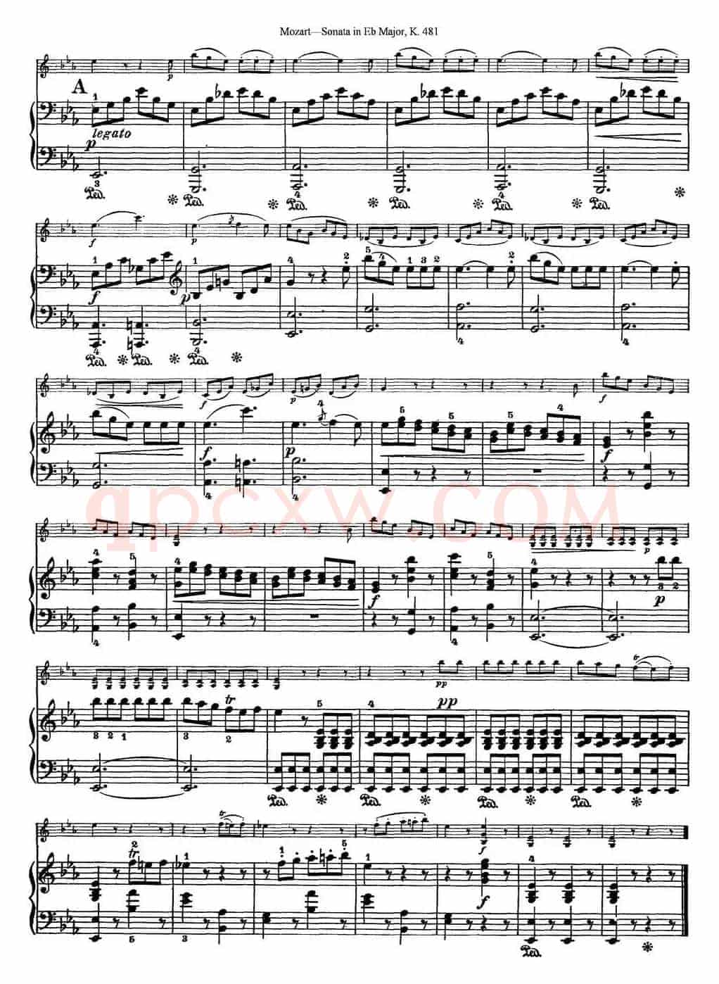 Violin Sonata in Eb Major K.481（小提琴+钢琴伴奏）