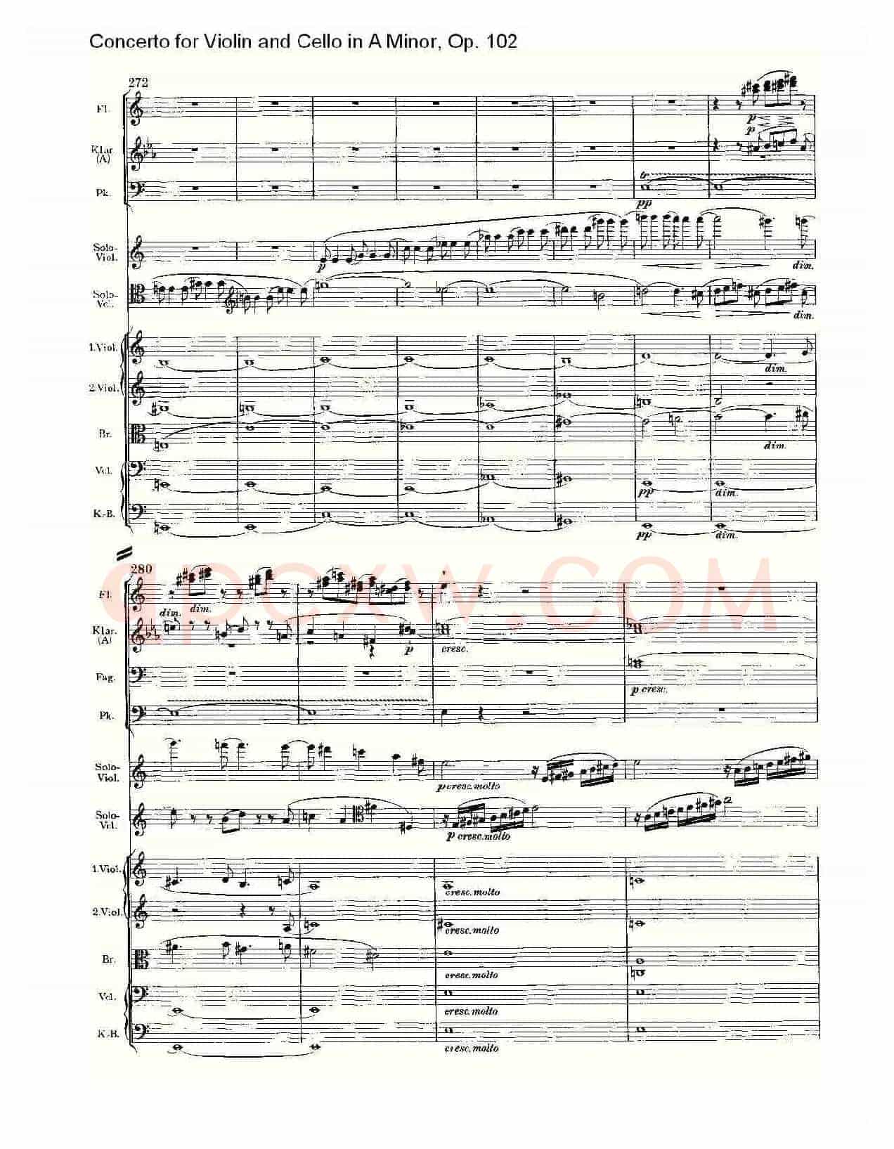 A小调小提琴与大提琴协奏曲, Op.102第一乐章