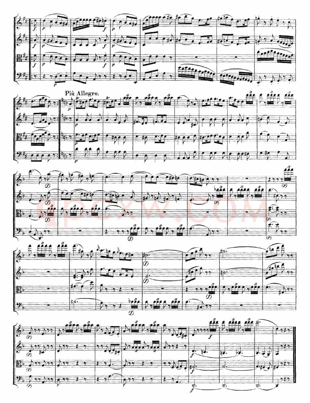 Mozart《Quartet No.15 in D Minor,K.421》（总谱）