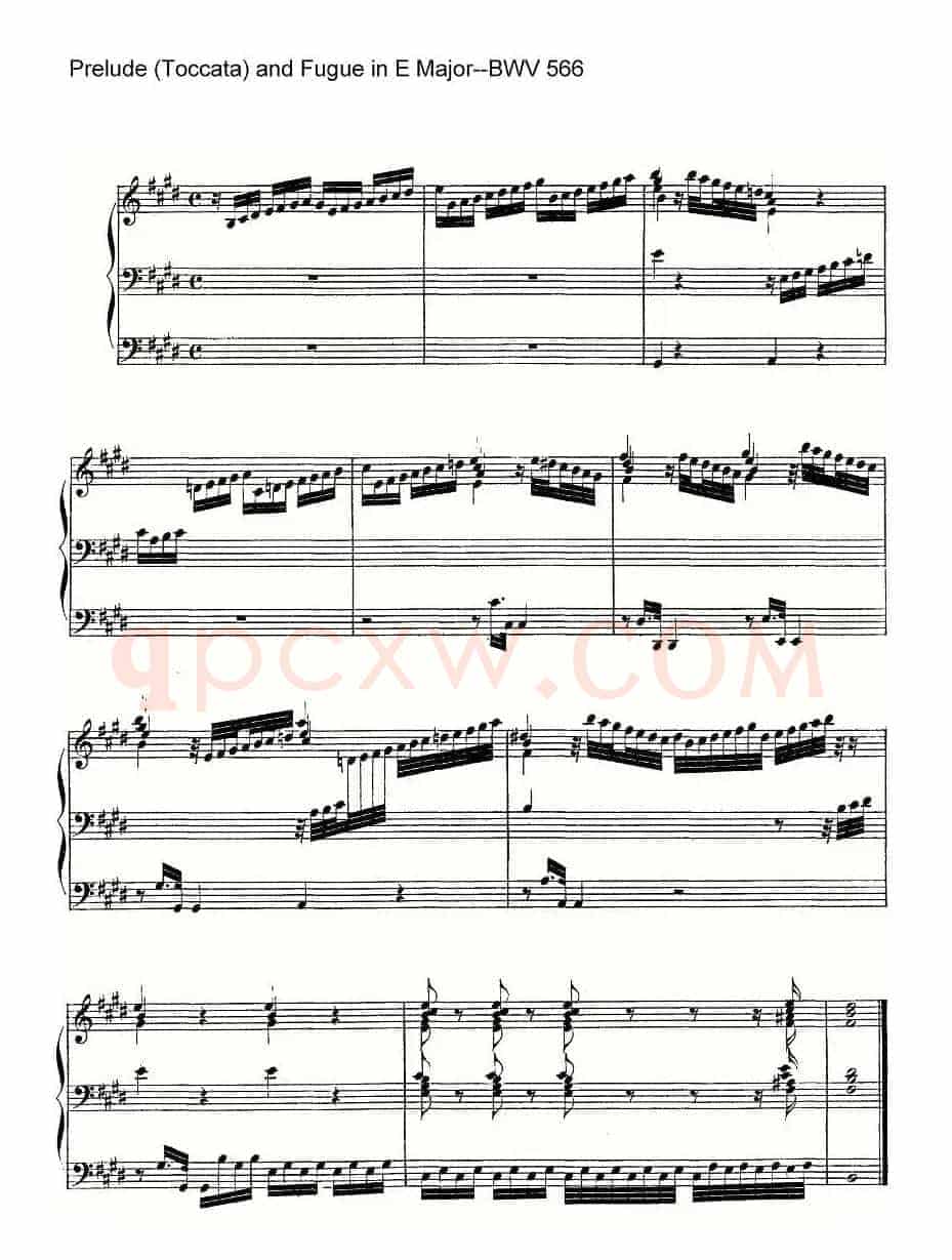 Prelude (Toccata) and Fugue in E Major--BWV 566（管风琴谱）