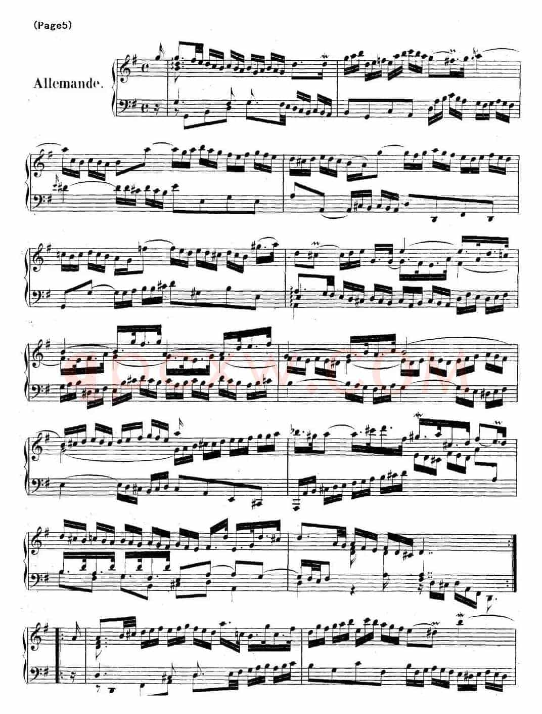 帕蒂塔6首德国组曲（No.5 G大调 巴赫 Partita G Major BWV 829）