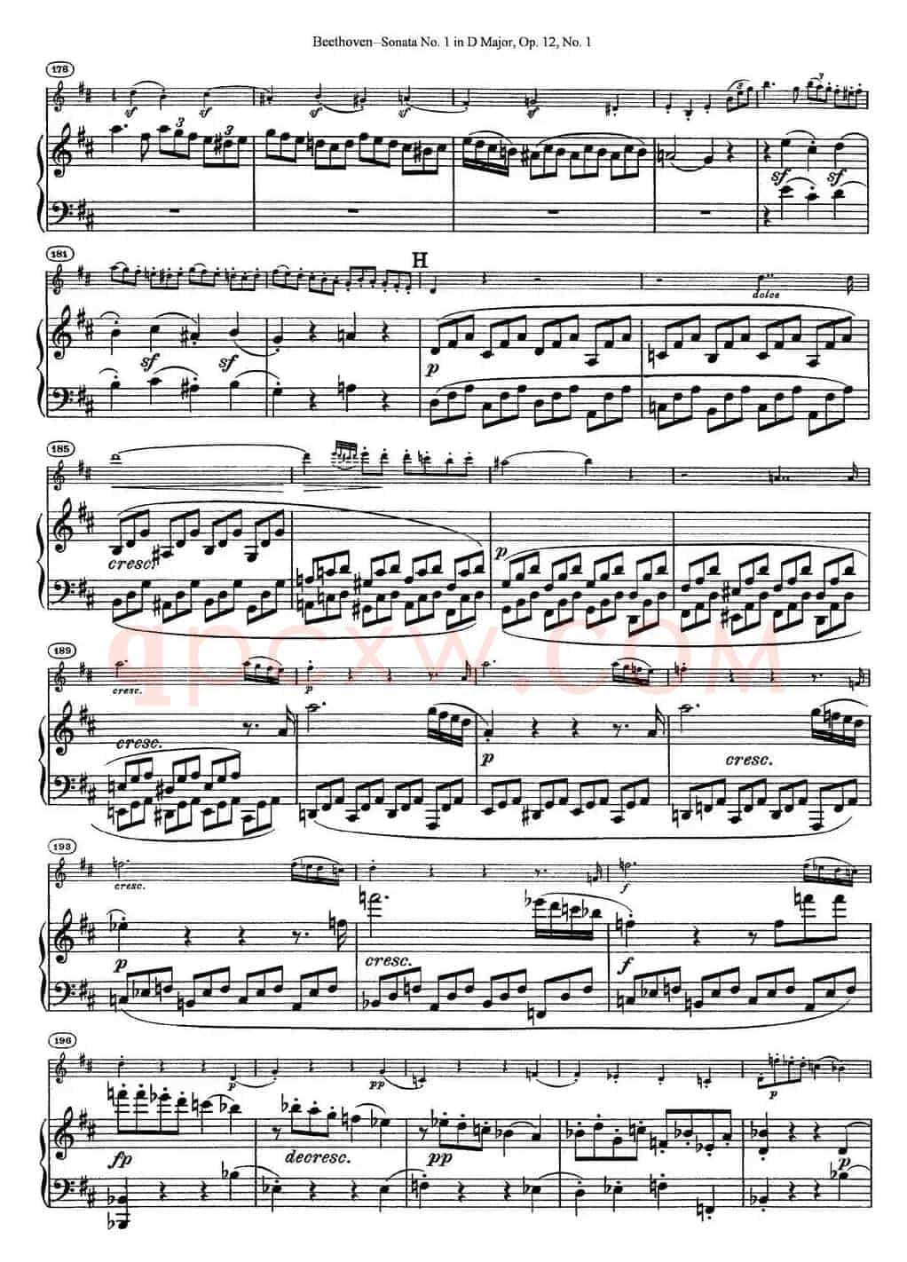 Violin Sonata No.1 in D Major Op.12 No.1（小提琴+钢琴伴奏）