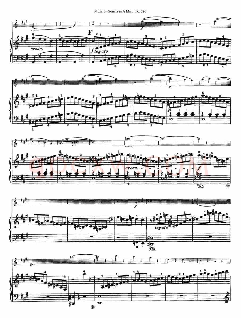 Violin Sonata in A Major K.526（小提琴+钢琴伴奏）