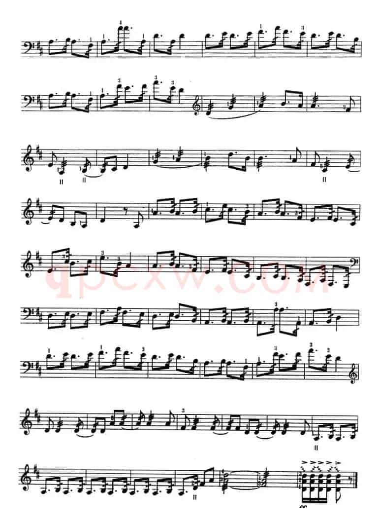 三弦短滚奏练习曲（五线谱）