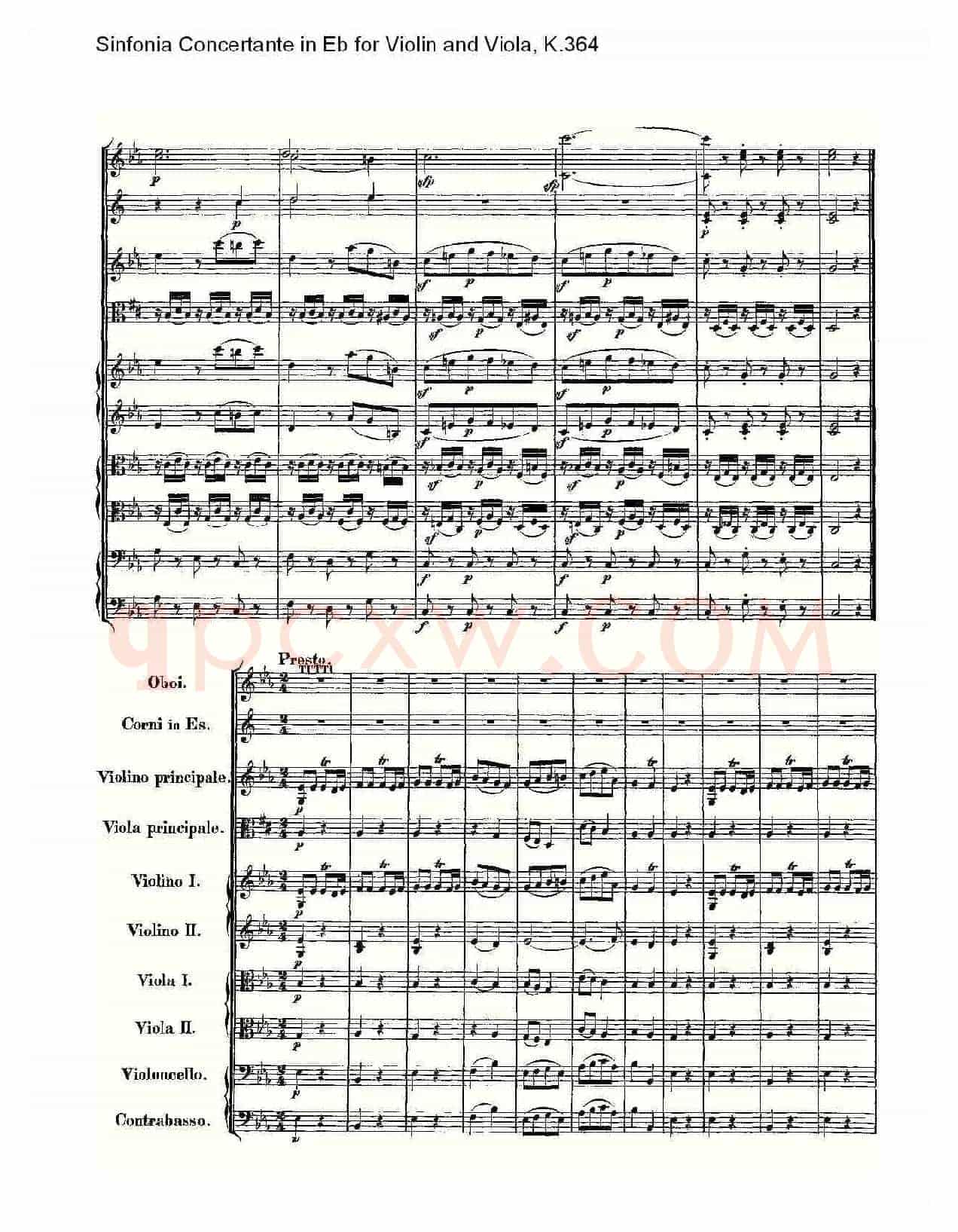 Eb调小提琴与中提琴炫技序曲, K.364(二)