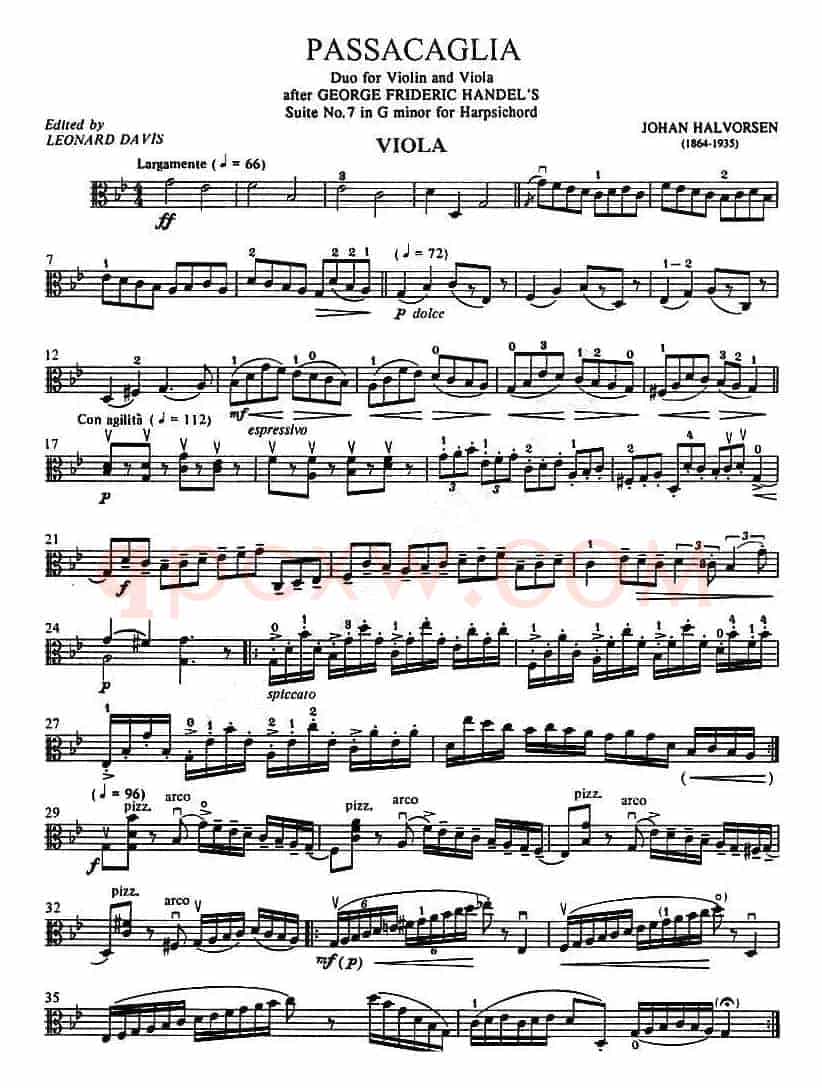 Passacaglia（帕萨卡利亚）（二重奏中提琴分谱）