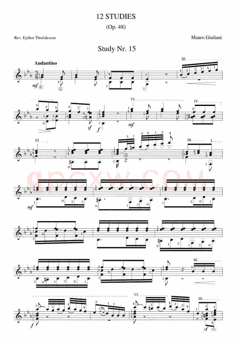 Mauro Giuliani《12 Studies,Op.48》（STUDY 15）