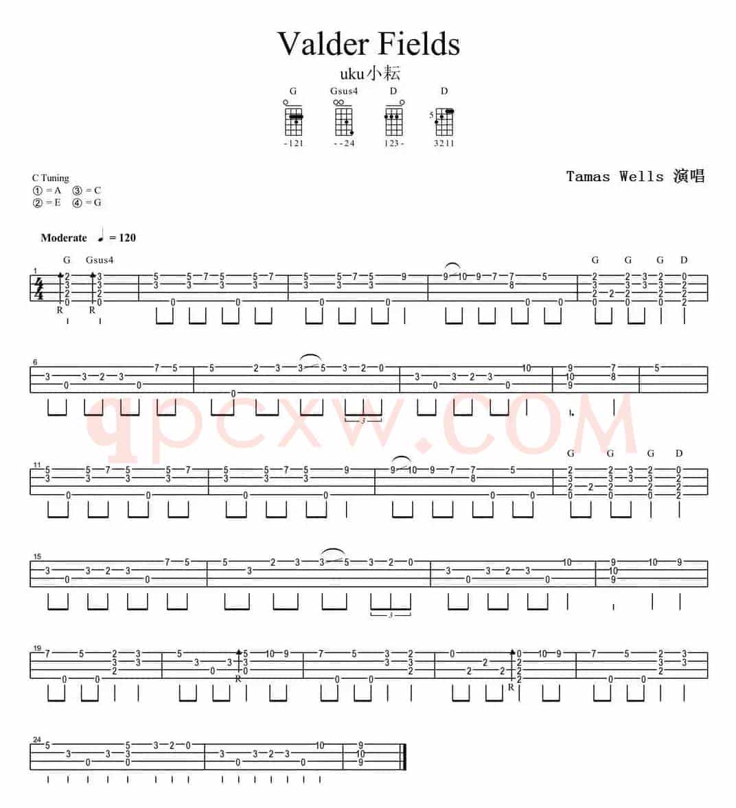 Valder Fields（尤克里里指弹谱）