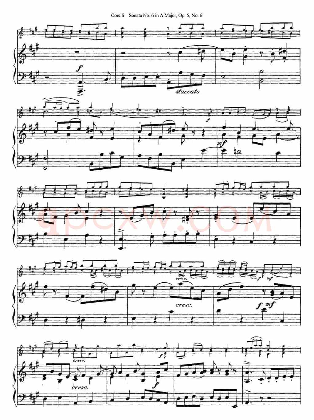 Sonata No.6 in A Major Op.5 No.6（小提琴+钢琴伴奏）
