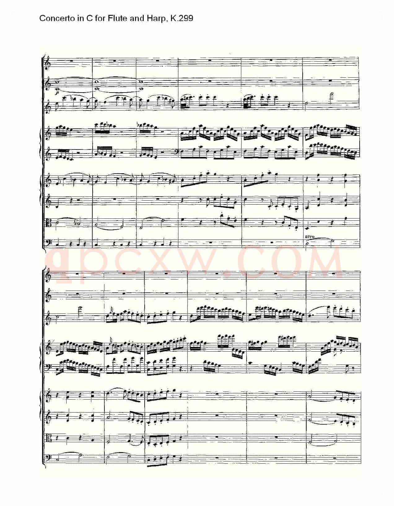 C调长笛与竖琴协奏曲, K.299（一）