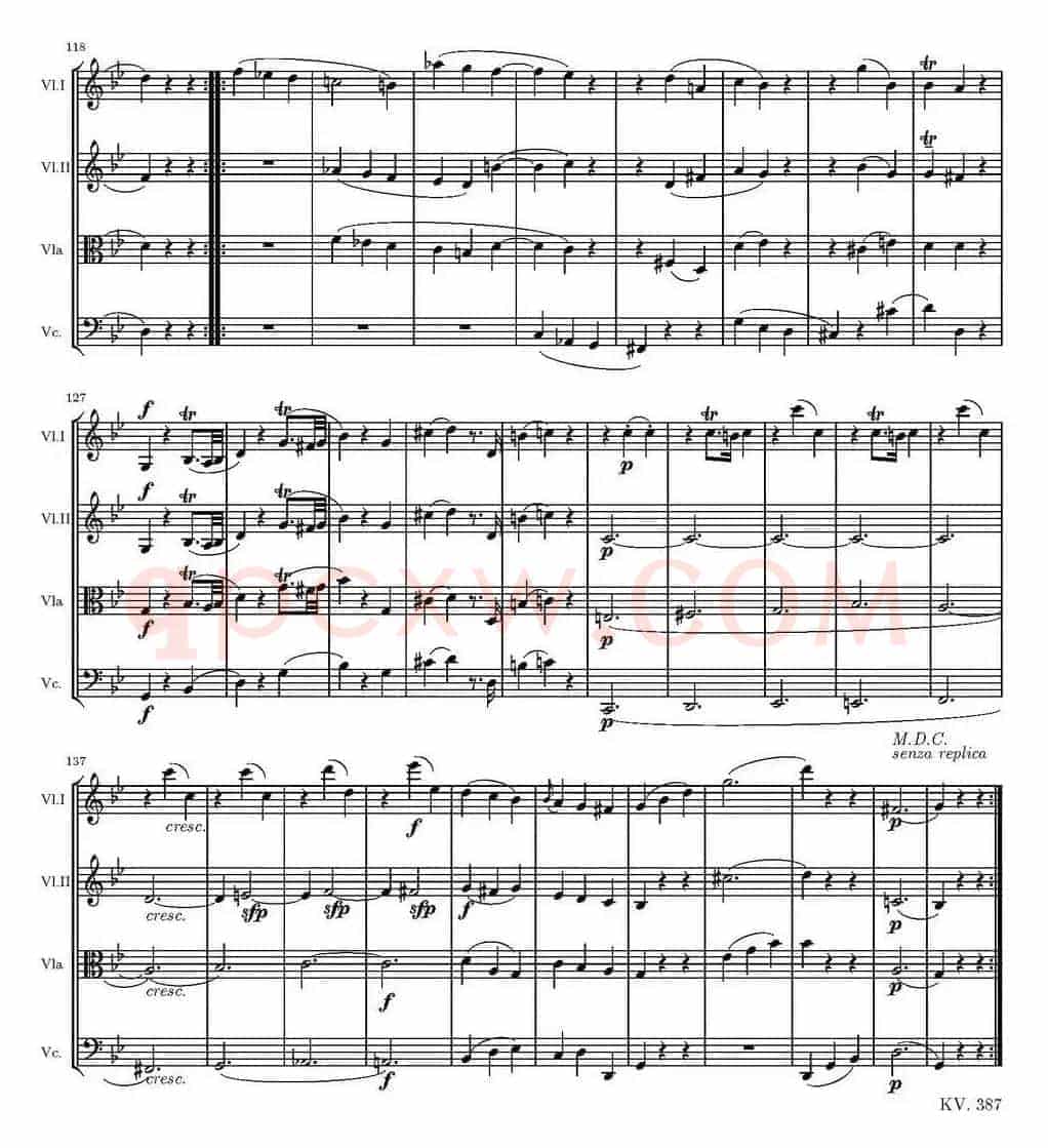 String Quartet KV.387（G大调弦乐四重奏）