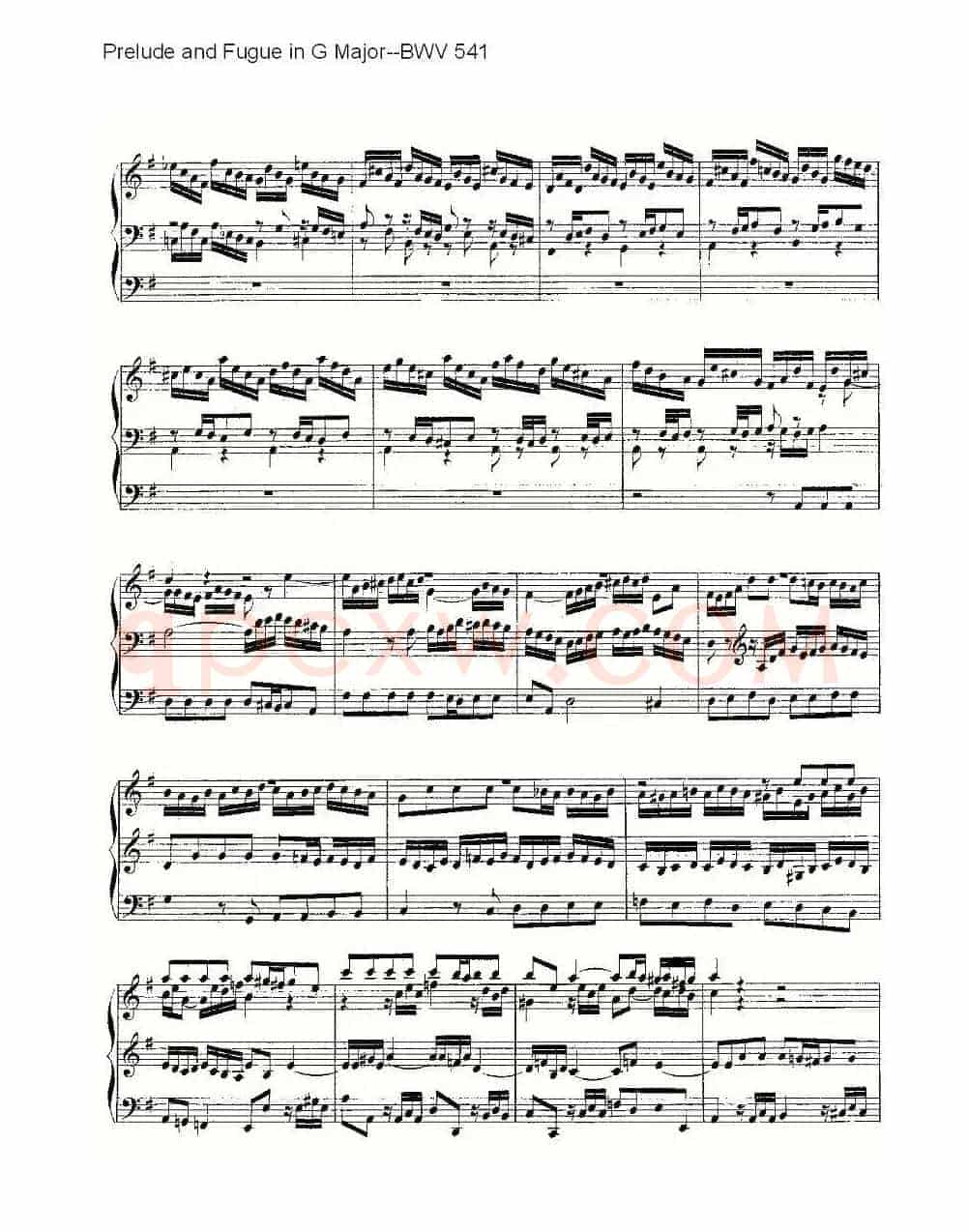 Prelude and Fugue in G Major--BWV 541 (管风琴谱)