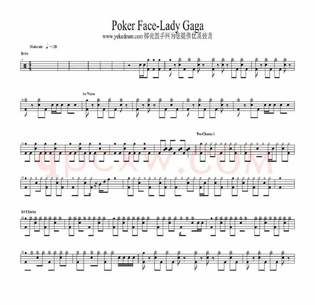poker face（架子鼓谱）