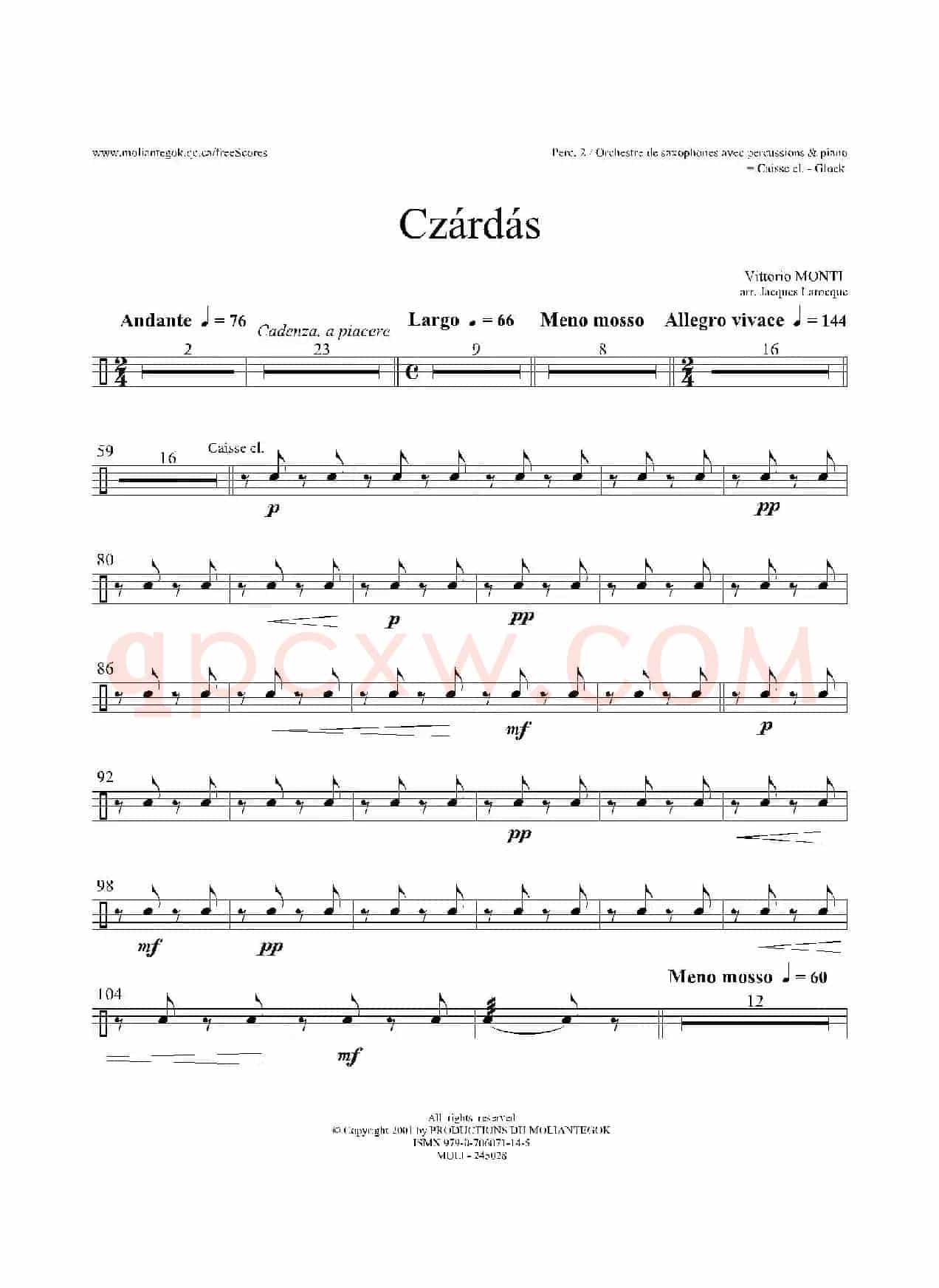 Czardas 查尔达斯（15重奏）（5副打击乐）