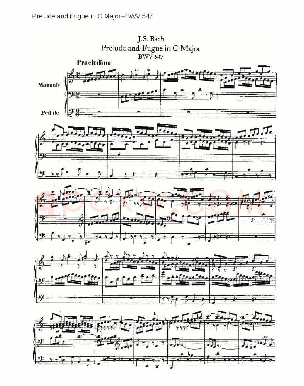Prelude and Fugue in C Major--BWV 547 (管风琴谱)