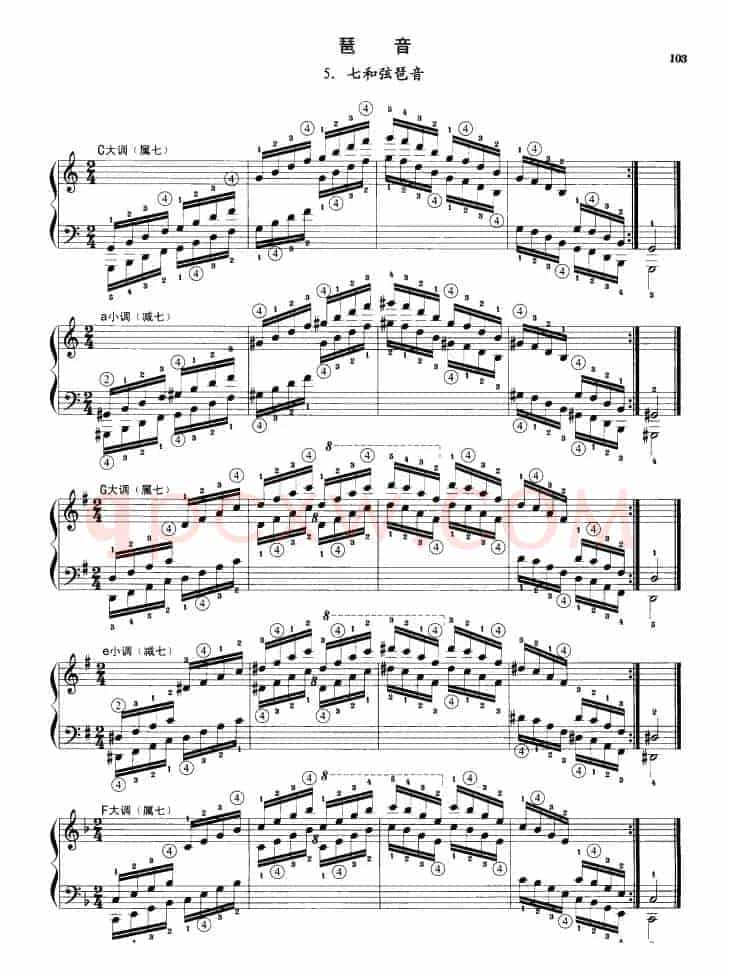 钢琴琶音练习：七和弦琶音