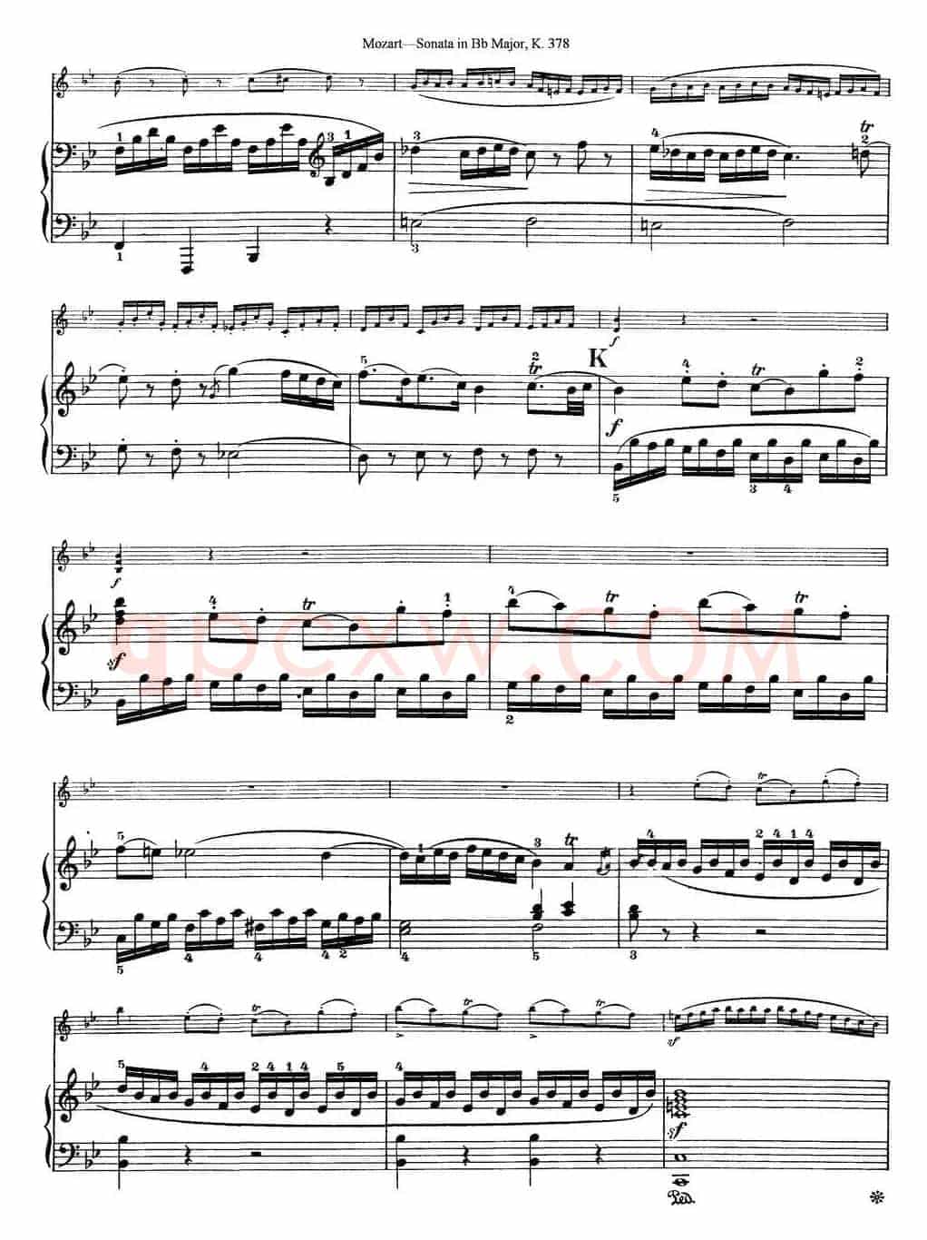 Violin Sonata in Bb Major K.378（小提琴+钢琴伴奏）