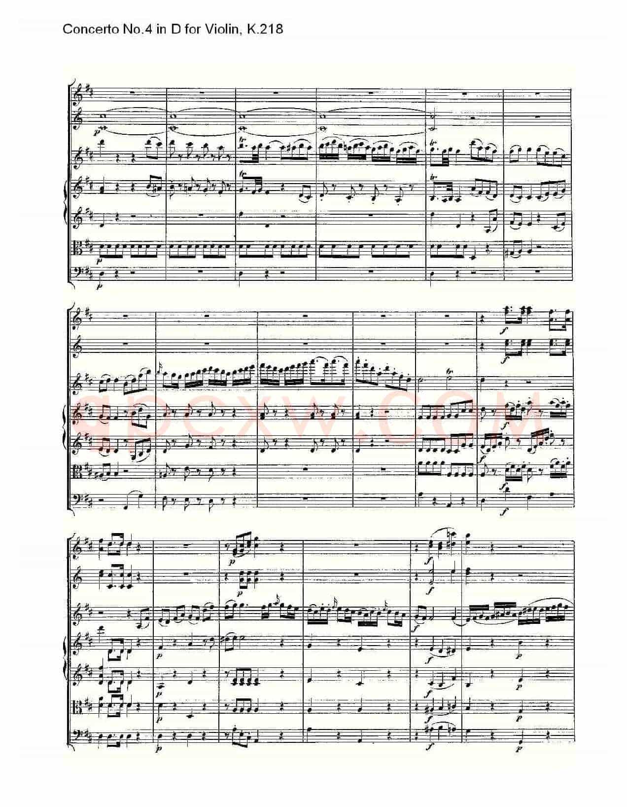 Concerto No.4 in D for Violin, K.218（D调小提琴第四协奏曲，K）