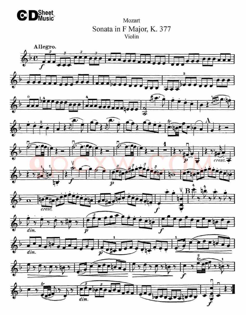 Violin Sonata in F Major K.377