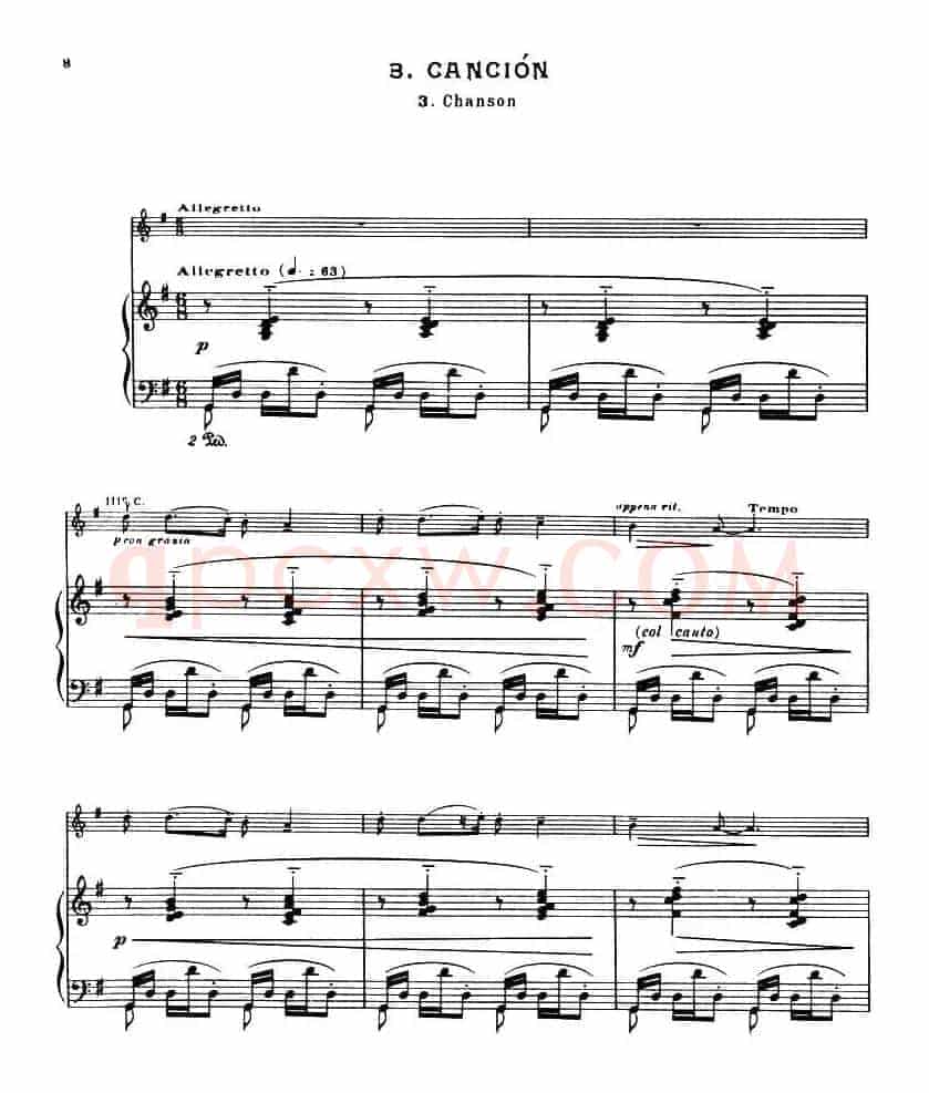 Suite of Spanish Folksongs:3、CANCION（小提琴+钢琴伴奏）