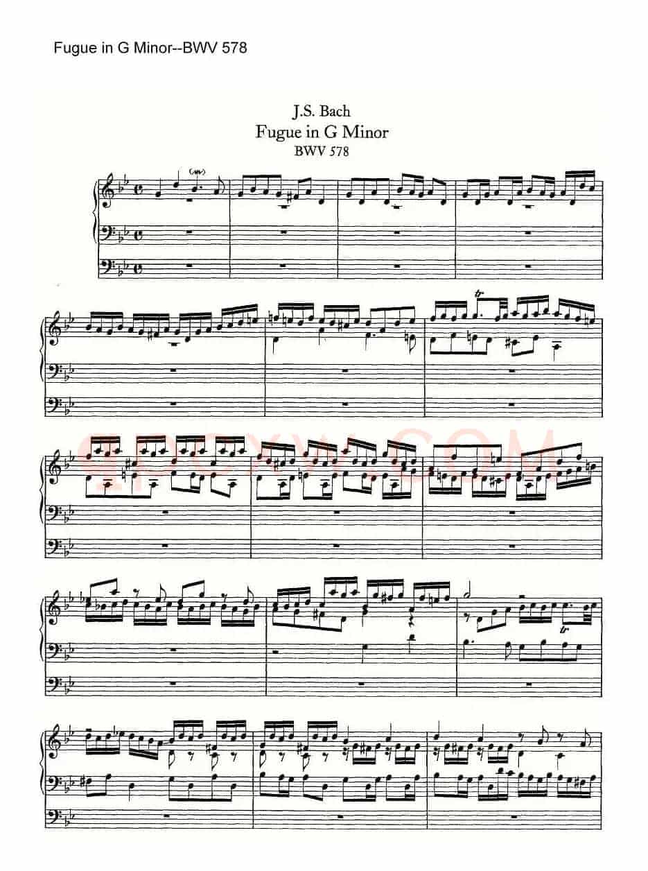 Fugue in G Minor--BWV 578(管风琴谱)