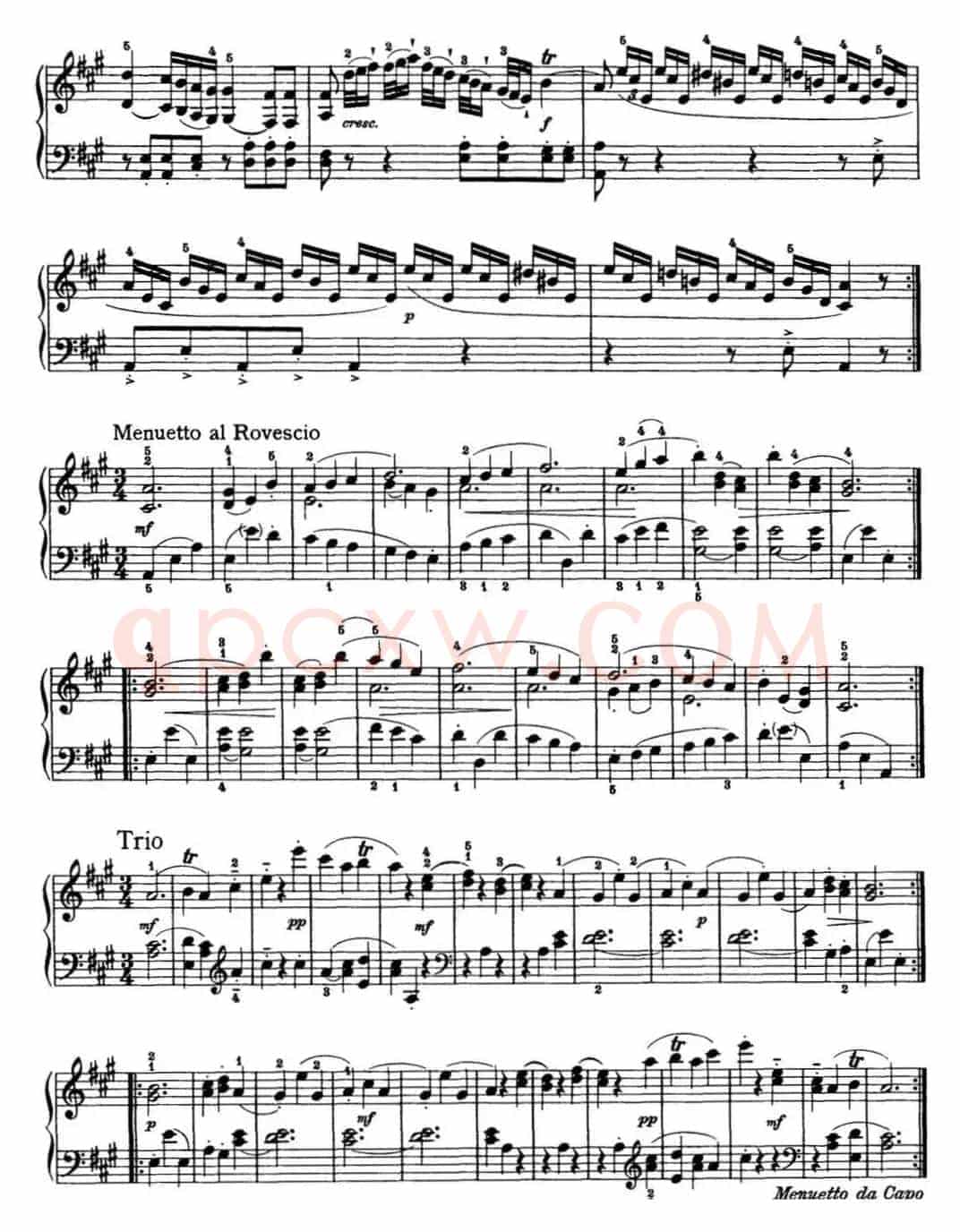 海顿 钢琴奏鸣曲 Hob XVI 26 in A major