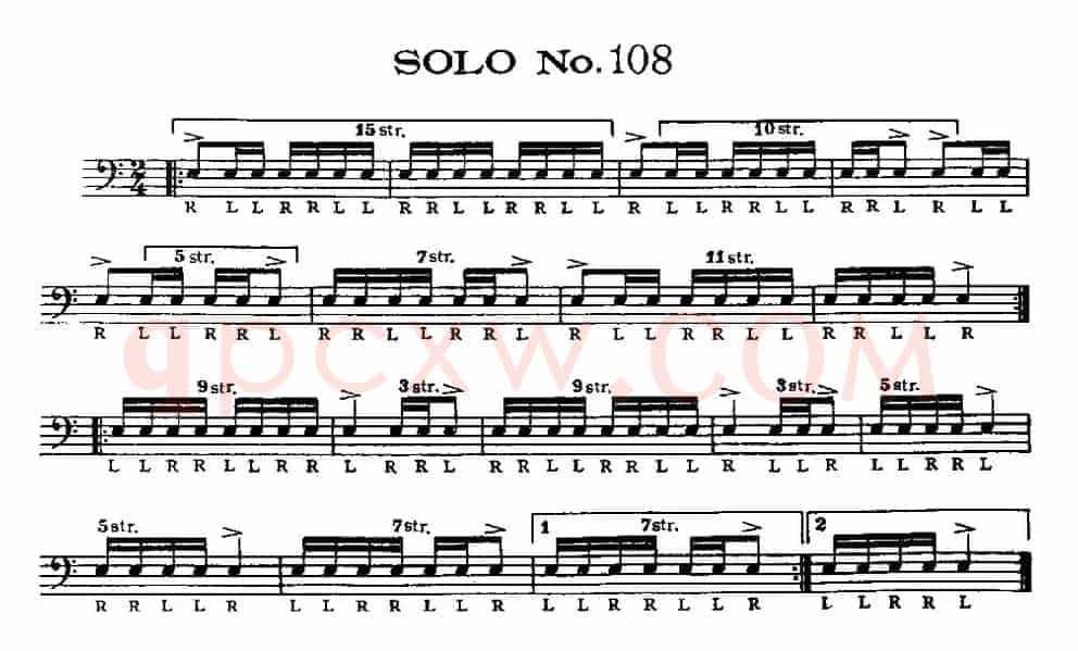 美国军鼓 SOLO No.106-110（爵士鼓谱）